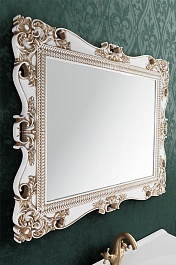 Водолей Мебель для ванной "Кармен 105" белая/золото, зеркало в раме – фотография-3